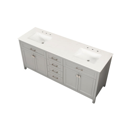 72-inch Gray Vanity Sink Combo featuring a Marble Countertop, and Bathroom Sink Cabinet