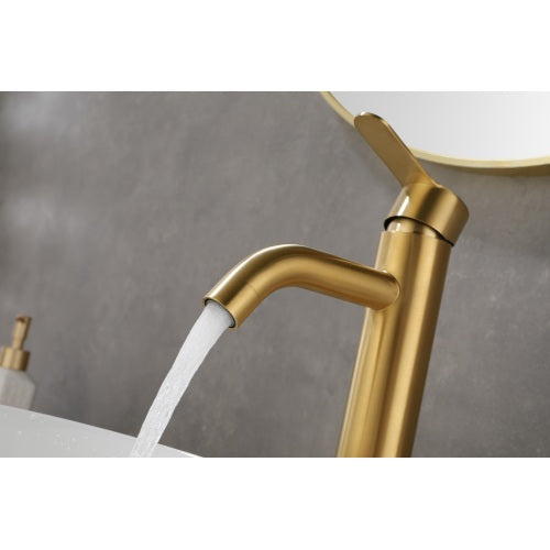 Single Stem Gold Faucet for Bathroom Vanity
