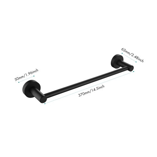 6 Piece Wall Mount Bathroom Towel Rack Set In Matte Black