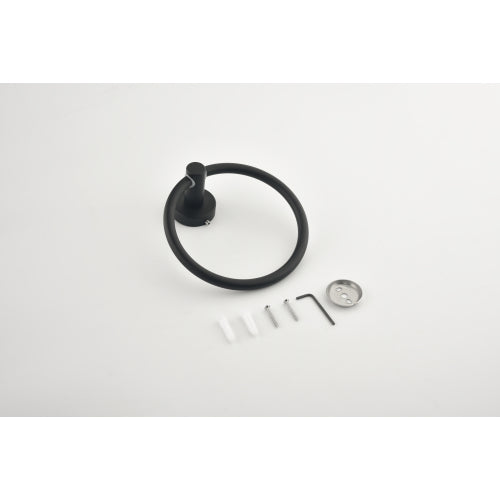 6 Piece Wall Mount Bathroom Towel Rack Set In Matte Black