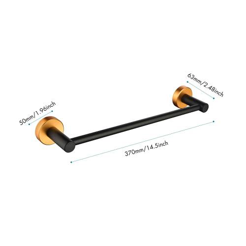 6 Piece Wall Mount Bathroom Towel Rack Set In Matte Black Gold Accent