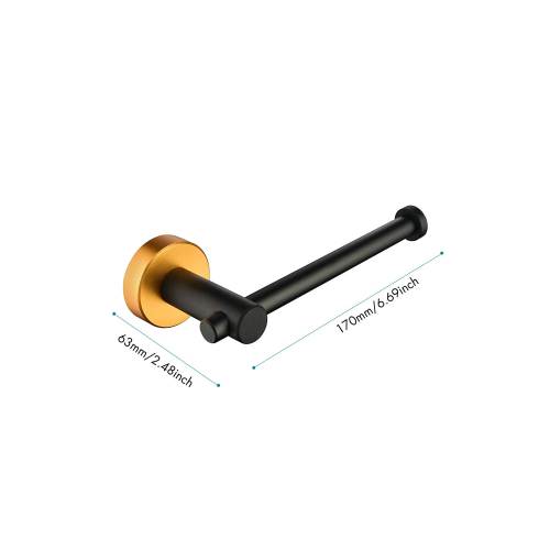 6 Piece Wall Mount Bathroom Towel Rack Set In Matte Black Gold Accent