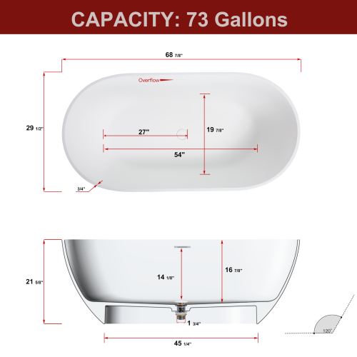 Handcrafted Solid Surface Freestanding Bathtub