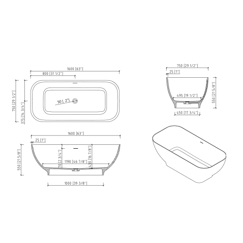 Handcrafted Stone Resin Freestanding Soaking Bathtub with Overflow in Matte White