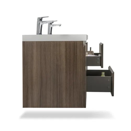 59'' Wall Mounted Double Bathroom Vanity in Rosewood