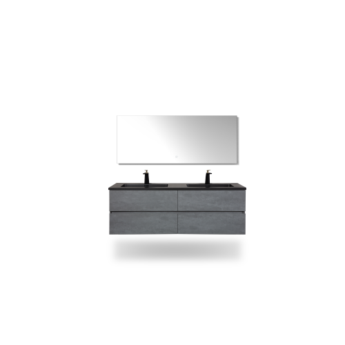 59'' Wall Mounted Single Bathroom Vanity in Ash Gray