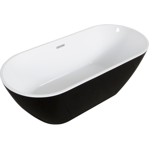 Lustrous Black Acrylic Freestanding Soaking Bathtub