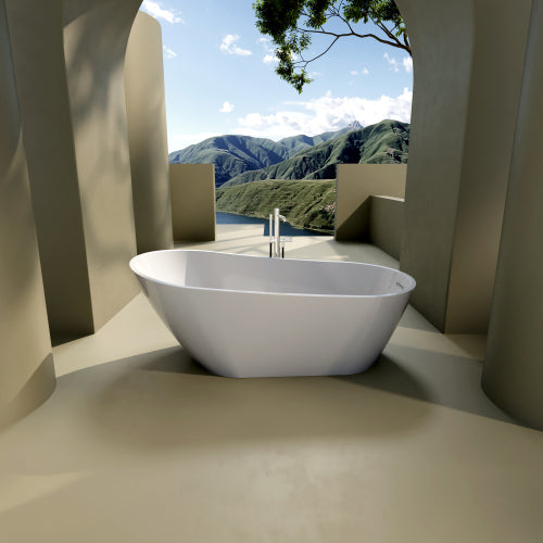 Glossy Acrylic Freestanding Soaking Bathtub