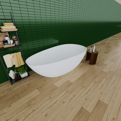Contemporary Stone Resin Flatbottom Freestanding Soaking Bathtub