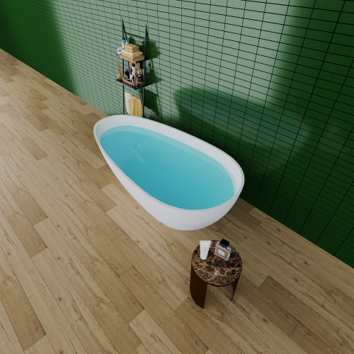 Contemporary Stone Resin Flatbottom Freestanding Soaking Bathtub