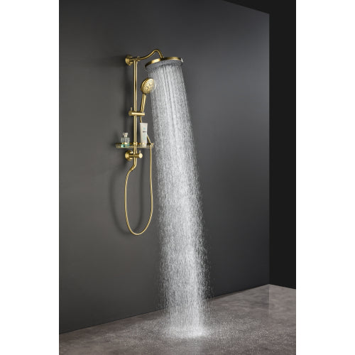 Brass Rain Showerhead, Hand Shower, Slide Bar, and Soap Dish