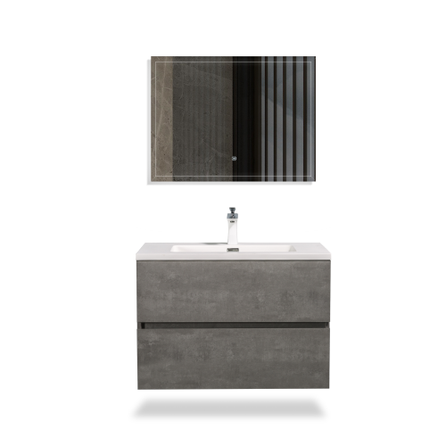 23.5'' Wall Mounted Single Bathroom Vanity in Ash Gray With White Solid Surface Vanity Top
