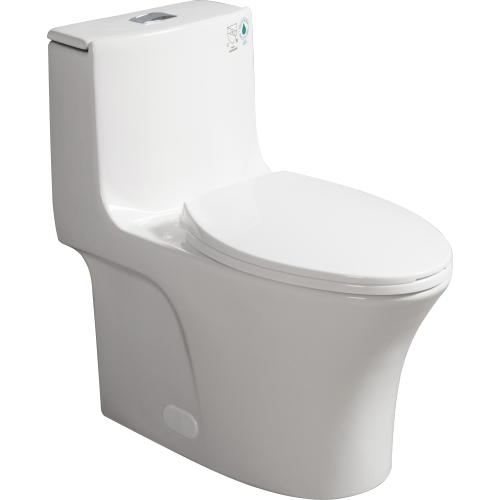 Dual Flush 1-Piece Elongated Toilet with Soft-Close Seat - Gloss White