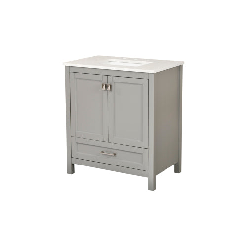 Gray 30-inch Vanity Sink Combo featuring a Marble Countertop and Bathroom Sink Cabinet