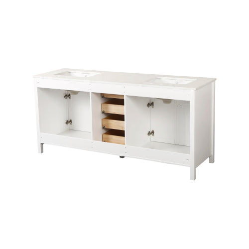 72-inch White Vanity Sink Combo featuring a Marble Countertop, and Bathroom Sink Cabinet