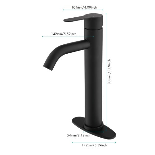 Single Stem Faucet for Bathroom Vanity In Matte Black