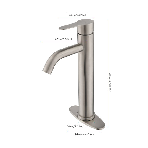 Single Stem Brushed Nickel Faucet for Bathroom Vanity