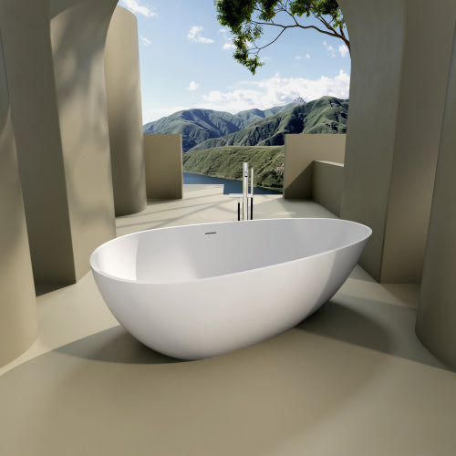 Handcrafted Solid Surface Freestanding Bathtub - Perfect for Relaxation and Rejuvenation