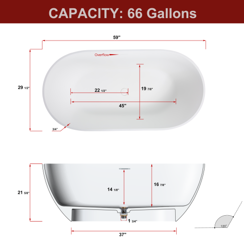 Handcrafted Solid Surface Freestanding Bathtub