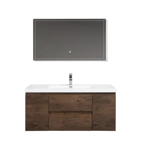 47'' Wall Mounted Single Bathroom Vanity in Rosewood