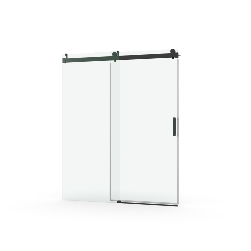 Elan 56 to 60 in. W x 76 in. H Sliding Frameless Soft-Close Shower Door with Premium 3/8 Inch (10mm) Thick Tampered Glass in Matte Black