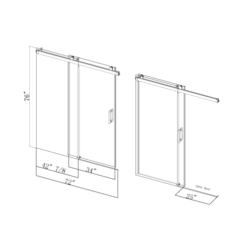 Elan 68 to 72 in. W x 76 in. H Sliding Frameless Soft-Close Shower Door with Premium 3/8 Inch (10mm) Thick Tampered Glass in Brushed Nickel