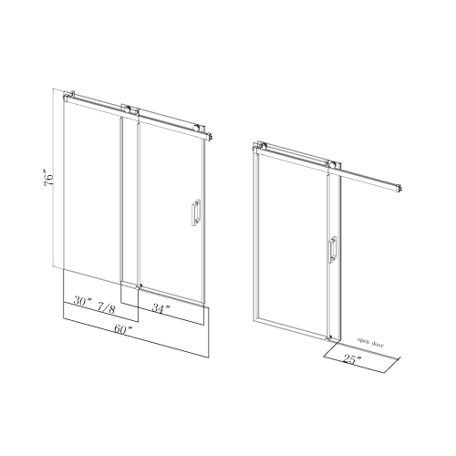 Elan 56 to 60 in. W x 76 in. H Sliding Frameless Soft-Close Shower Door with Premium 3/8 Inch (10mm) Thick Tampered Glass in Brushed Nickel