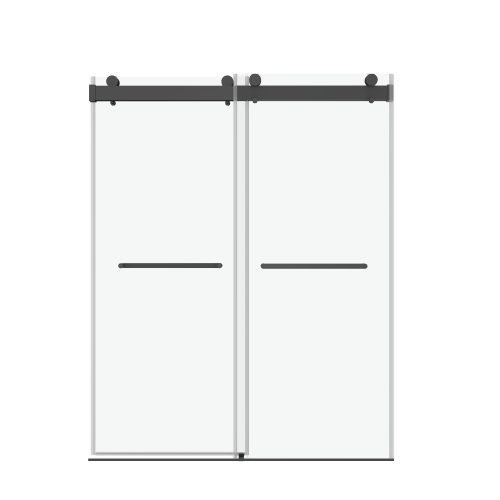 56 to 60 in. W x 76 in. H Double Sliding Frameless Soft-Close Shower Door with Premium 3/8 Inch (10mm) Thick Tampered Glass and Easy-cleaning Coating in Matte Black 23D02-60MB