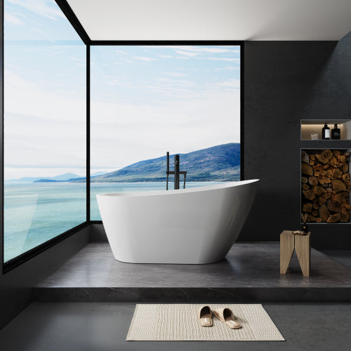 Contemporary High-Gloss Acrylic Freestanding Soaking Bathtub