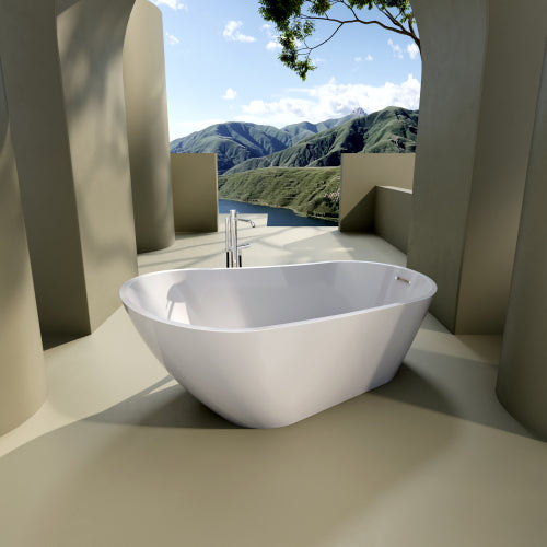 Contemporary High-Gloss Acrylic Freestanding Soaking Bathtub