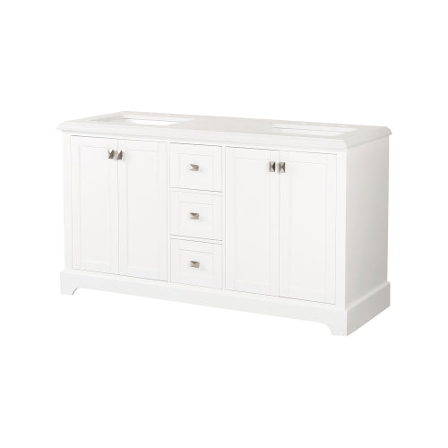 60-inch White Vanity Sink Combo featuring a Marble Countertop, and Bathroom Sink Cabinet