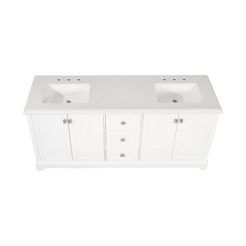 72-inch White Vanity Sink Combo featuring a Marble Countertop, and Bathroom Sink Cabinet