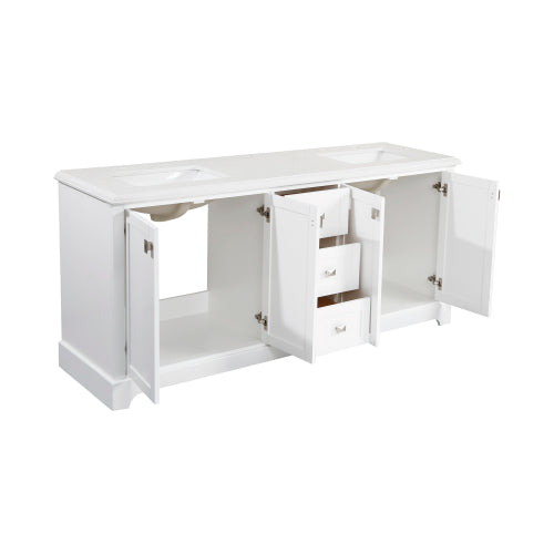 72-inch White Vanity Sink Combo featuring a Marble Countertop, and Bathroom Sink Cabinet