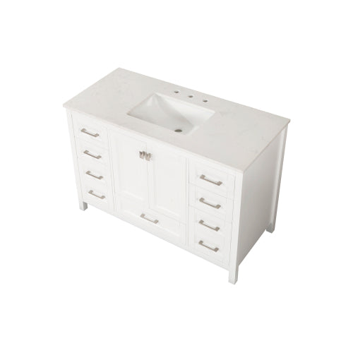 48-inch White Vanity Sink Combo featuring a Marble Countertop, Bathroom Sink Cabinet