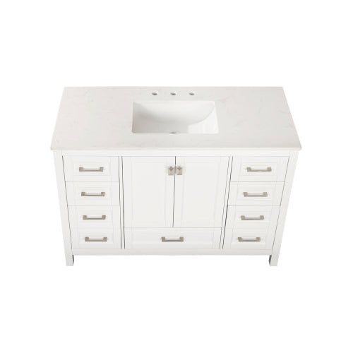 48-inch White Vanity Sink Combo featuring a Marble Countertop, Bathroom Sink Cabinet