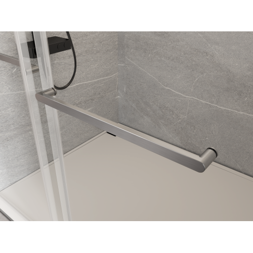 72" W x 76" H Double Sliding Frameless Soft-Close Shower Door with Premium 3/8 Inch (10mm) Thick Tampered Glass in Brushed Nickel